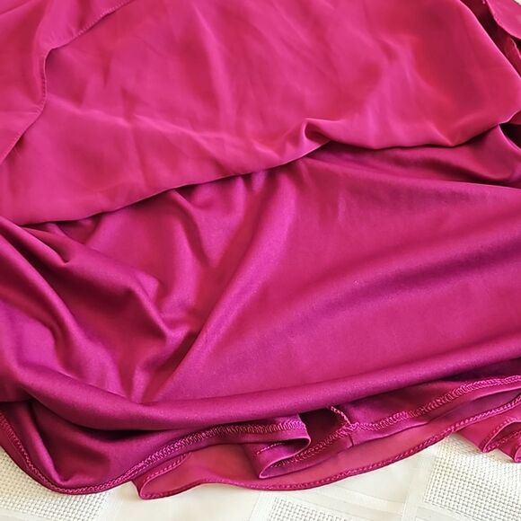 Yessica Women's Beaded Neckline Chiffon, Twisted Belt  Maxi Dress 12 Burgundy - Picture 10 of 16